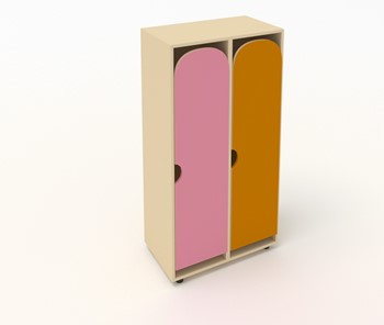 Двухдверный детский шкаф ШГ2 Беж+Оранжевый+Розовый в Пскове