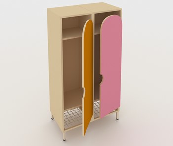 Двухдверный детский шкаф ШГС2 Беж + Розовый+Оражневый в Пскове