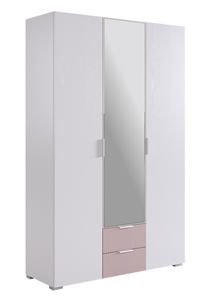 Шкаф трехдверный с ящиками Зефир 109.02 (белое дерево/пудра розовая (эмаль)) в Пскове