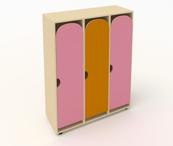 Распашной шкаф детский ШГ3 Беж+Розовый+Оранжевый в Пскове