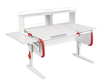 Детский стол-трансформер 1/75-40 (СУТ.25)  + Polka_b 1/550 + Polka_zz 1/600 (2 шт.) белый/белый/Красный в Пскове