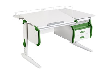 Детский стол-трансформер 1/75-40 (СУТ.25) + Tumba 3 + Polka_z 1/600 (2 шт.) белый/белый/Зеленый в Пскове