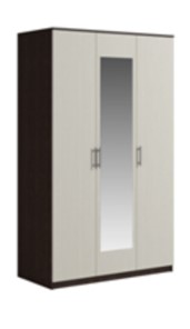 Шкаф 3 двери Светлана, с зеркалом, венге/дуб молочный в Пскове