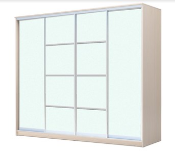 Шкаф 4-х дверный ХИТ 23-24/2-8888, с матовым стеклом, разделительные планки х2, Дуб млечный в Пскове