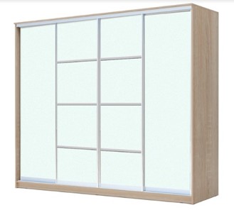 Шкаф 4-х дверный ХИТ 22-4-24/2-8888, с матовым стеклом, разделительные планки х2, Дуб сонома в Пскове