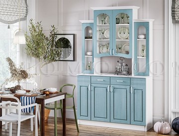 Кухонный шкаф Констанция 4-х створчатый, голубой в Пскове