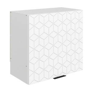 Настенный шкаф Стоун L600 Н566 (1 дв. гл.) с фрезировкой (белый/джелато софттач) в Пскове