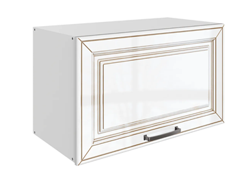 Кухонный шкаф Атланта L600 Н360 (1 дв. гл.) эмаль (белый/белый глянец патина золото) в Пскове