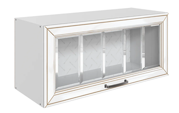 Навесной кухонный шкаф Атланта L800 Н360 (1 дв. рам.) эмаль (белый/белый глянец патина золото) в Пскове