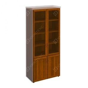 Шкаф для документов со стеклянными дверьми в рамке Мастер, темный орех (90х45х208) МТ 379 в Пскове