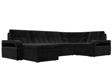 П-образный диван Лига-035, Черный (велюр) в Пскове