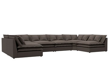 Большой П-образный диван Лига-040, Амур коричневый (рогожка) в Пскове