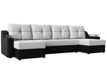 П-образный диван Сенатор, Белый/Черный (Экокожа) боннель в Пскове