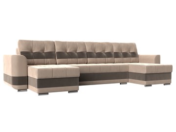 П-образный диван Честер, Бежевый/коричневый (велюр) в Пскове