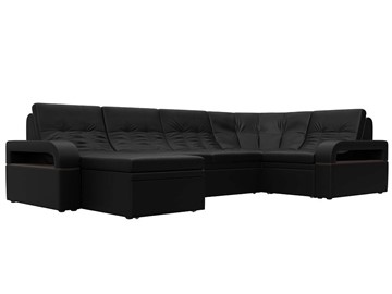 П-образный диван Лига-035, Черный (Экокожа) в Пскове