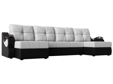 П-образный диван Меркурий П, Белый/черный (экокожа) в Пскове