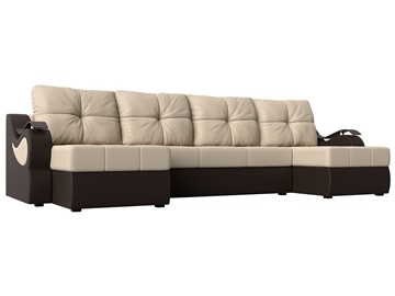 П-образный диван Меркурий П, Бежевый/коричневый (экокожа) в Пскове