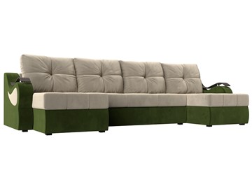 П-образный диван Меркурий П, Бежевый/зеленый (вельвет) в Пскове