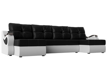 П-образный диван Меркурий П, Черный/белый (экокожа) в Пскове