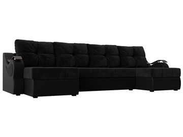 П-образный диван Меркурий П, Черный\Черный (Велюр\Экокожа) в Пскове