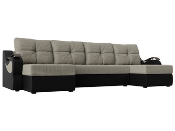 П-образный диван Меркурий П, Корфу 02 (рогожка)/черный (экокожа) в Пскове
