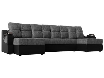П-образный диван Меркурий П, Серый/черный (рогожка/экокожа) в Пскове