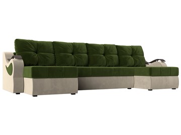 П-образный диван Меркурий П, Зеленый/бежевый (вельвет) в Пскове