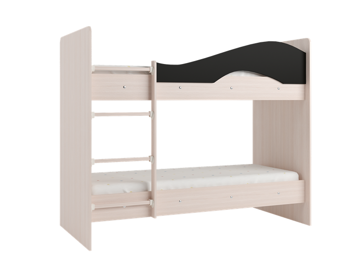 Детская  двухъярусная кровать Мая с 2 ящиками на щитах, корпус Млечный дуб, фасад Венге в Пскове - изображение 3