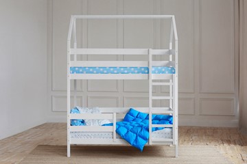 Детская двухъярусная кровать Домик, цвет белый в Пскове