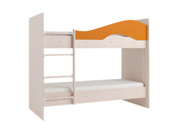 Детская 2-этажная кровать Мая с 2 ящиками на щитах, корпус Млечный дуб, фасад Оранжевый в Пскове - предосмотр 2
