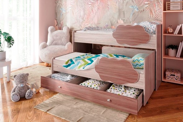 Детская 2-этажная кровать Соник 1.6 с ящиком, Ясень Шимо в Пскове - изображение