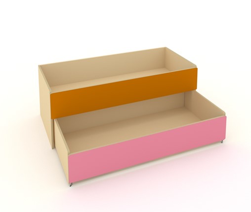 Детская кровать 2-х уровневая КД-2, Беж + Оранжевый + Розовый в Пскове - изображение
