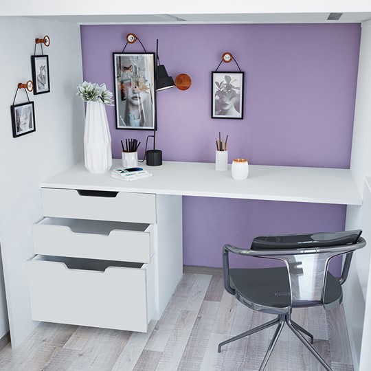 Кровать-чердак с письменным столом и шкафом POLINI Kids Simple Белый в Пскове - изображение 5