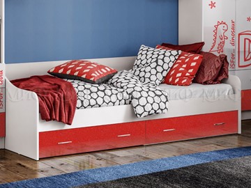Кровать подростковая Алфавит (Красный) с ящиками в Пскове