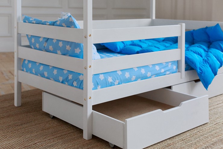 Кровать детская Домик с ящиками, цвет белый в Пскове - изображение 3