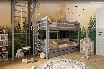 Детская кровать Джуниор двухъярусная с ящиками (Антрацит) в Пскове - предосмотр 1