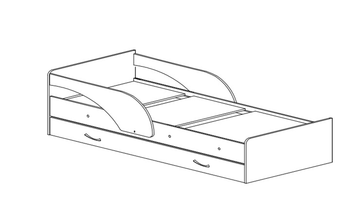 Кровать с бортиками Максимка, корпус Млечный дуб, фасад Оранжевый в Пскове - изображение 1