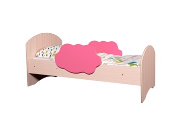 Детская кровать с бортиками Тучка, корпус Дуб млечный, фасад Розовый в Пскове
