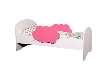 Детская кровать с бортиками Тучка, корпус Белый, фасад Розовый в Пскове