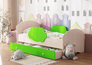 Кровать детская Тучка с ящиком, корпус Дуб млечный, фасад Лайм в Пскове