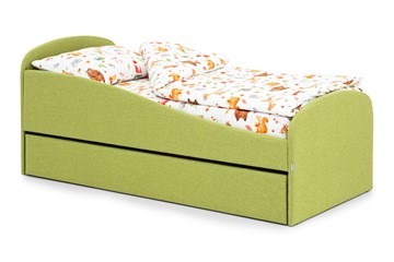 Мягкая кровать с ящиком Letmo авокадо (рогожка) в Пскове