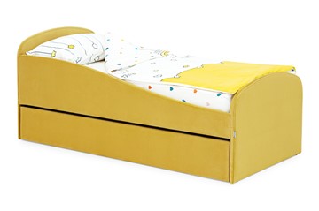 Детская кровать с ящиком Letmo горчичный (велюр) в Пскове