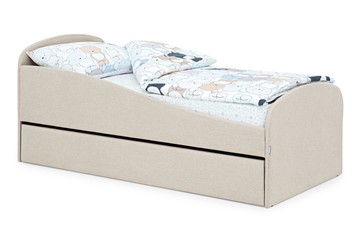 Мягкая кровать с ящиком Letmo карамель (рогожка) в Пскове