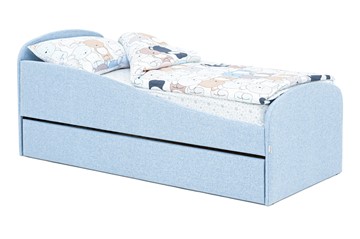 Кровать в детскую с ящиком Letmo небесный (рогожка) в Пскове