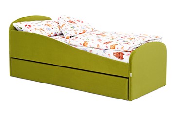 Детская кровать с ящиком Letmo оливковый (велюр) в Пскове
