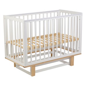 Кровать для новорожденных серия 3400 POLINI Kids Simple 340 с маятником Белый / Натуральный в Пскове