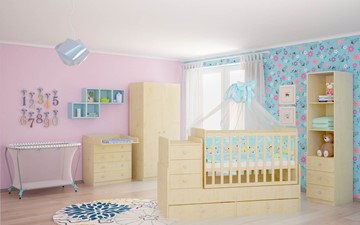 Кровать для новорожденных с комодом POLINI Kids Simple 1100 Натуральный в Пскове - предосмотр 3