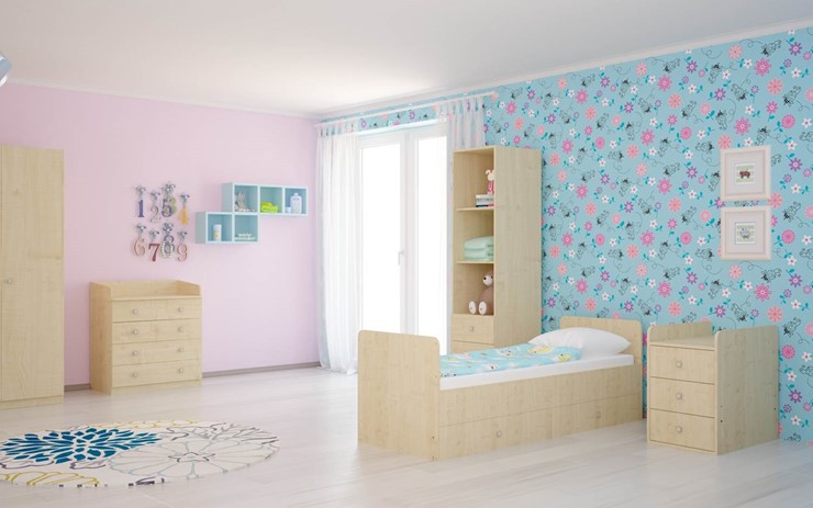 Кровать для новорожденных с комодом POLINI Kids Simple 1100 Натуральный в Пскове - изображение 4