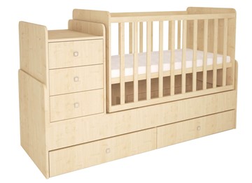 Кровать для новорожденных с комодом POLINI Kids Simple 1100 Натуральный в Пскове - предосмотр