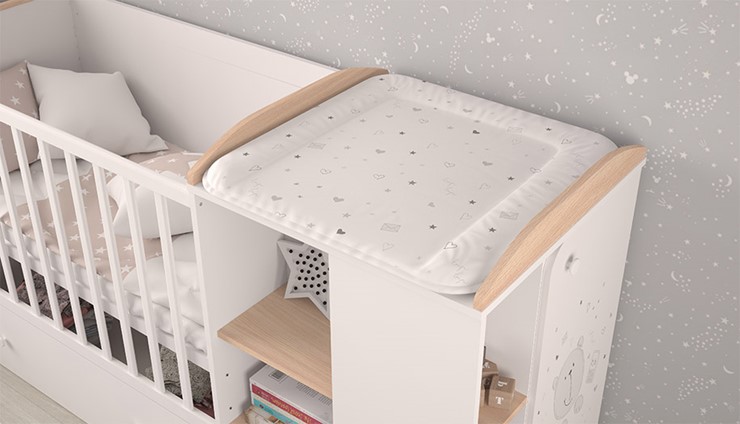 Детская кровать-трансформер с комодом POLINI Kids French 800 TEDDY Белый / Дуб пастельный в Пскове - изображение 6